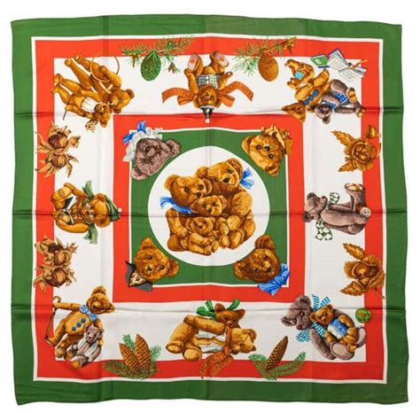 hermes teddy bear scarf|Hermes Collectible Teddy Bear Silk Scarf .